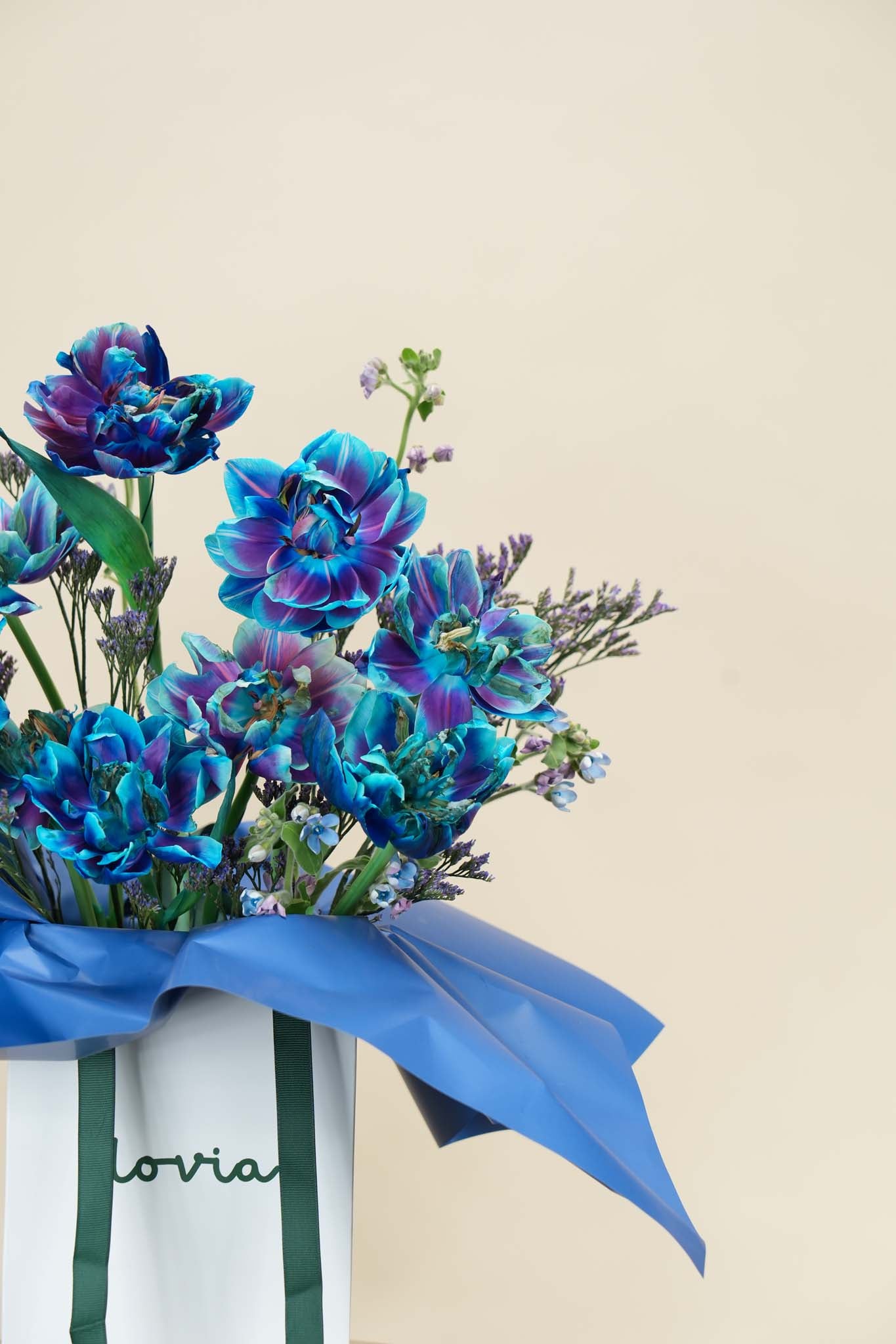 Midnight Azure Bloom Bag Arrangement