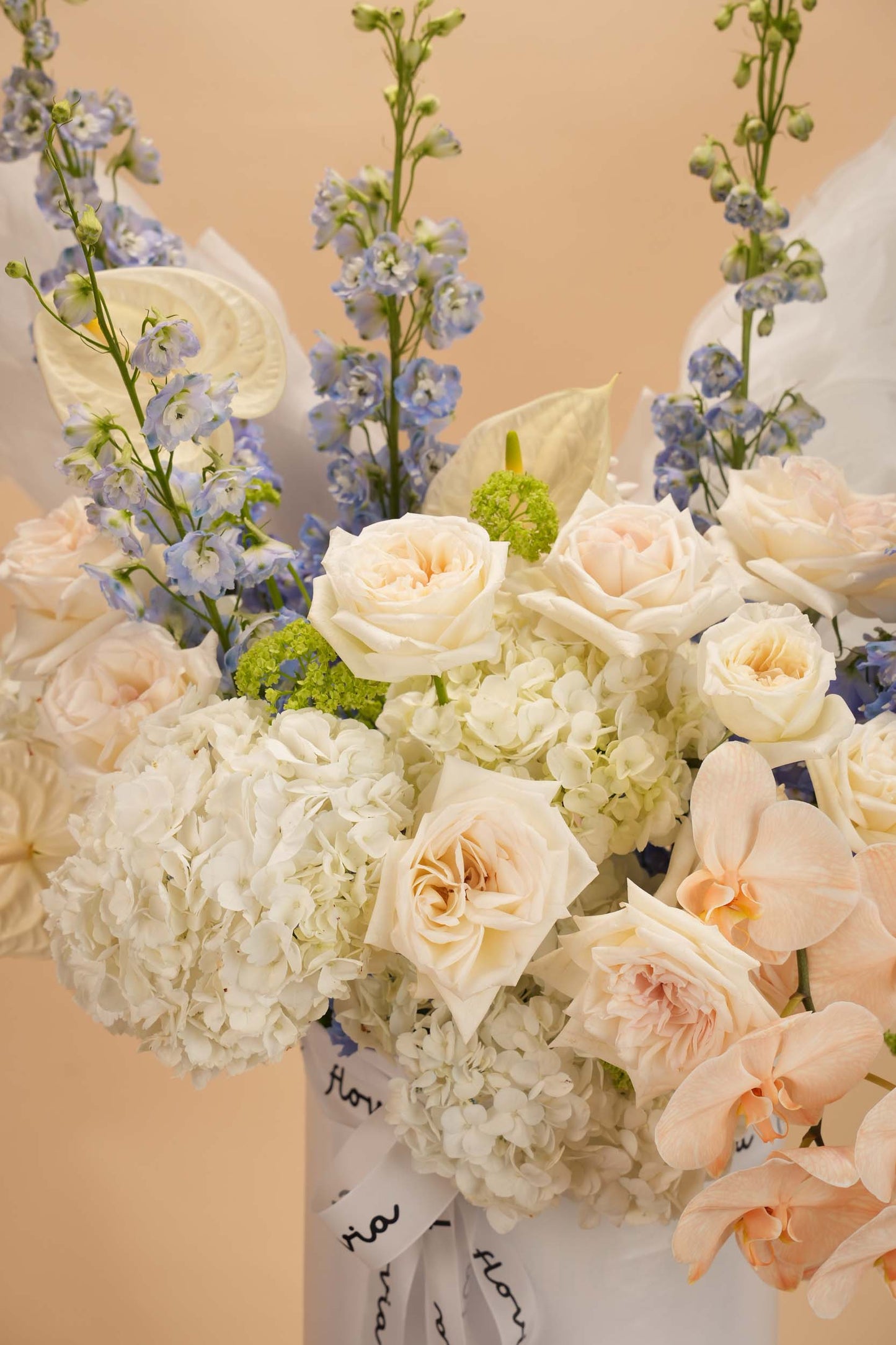 Elegant White & Blue Luxury Flower Basket