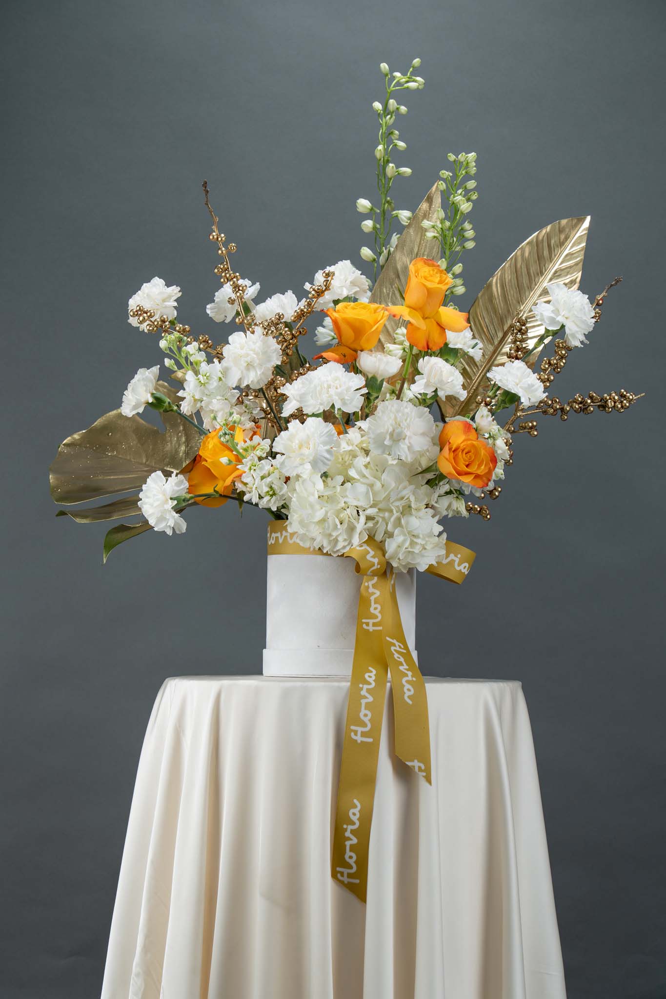 Golden Grace Floral Basket