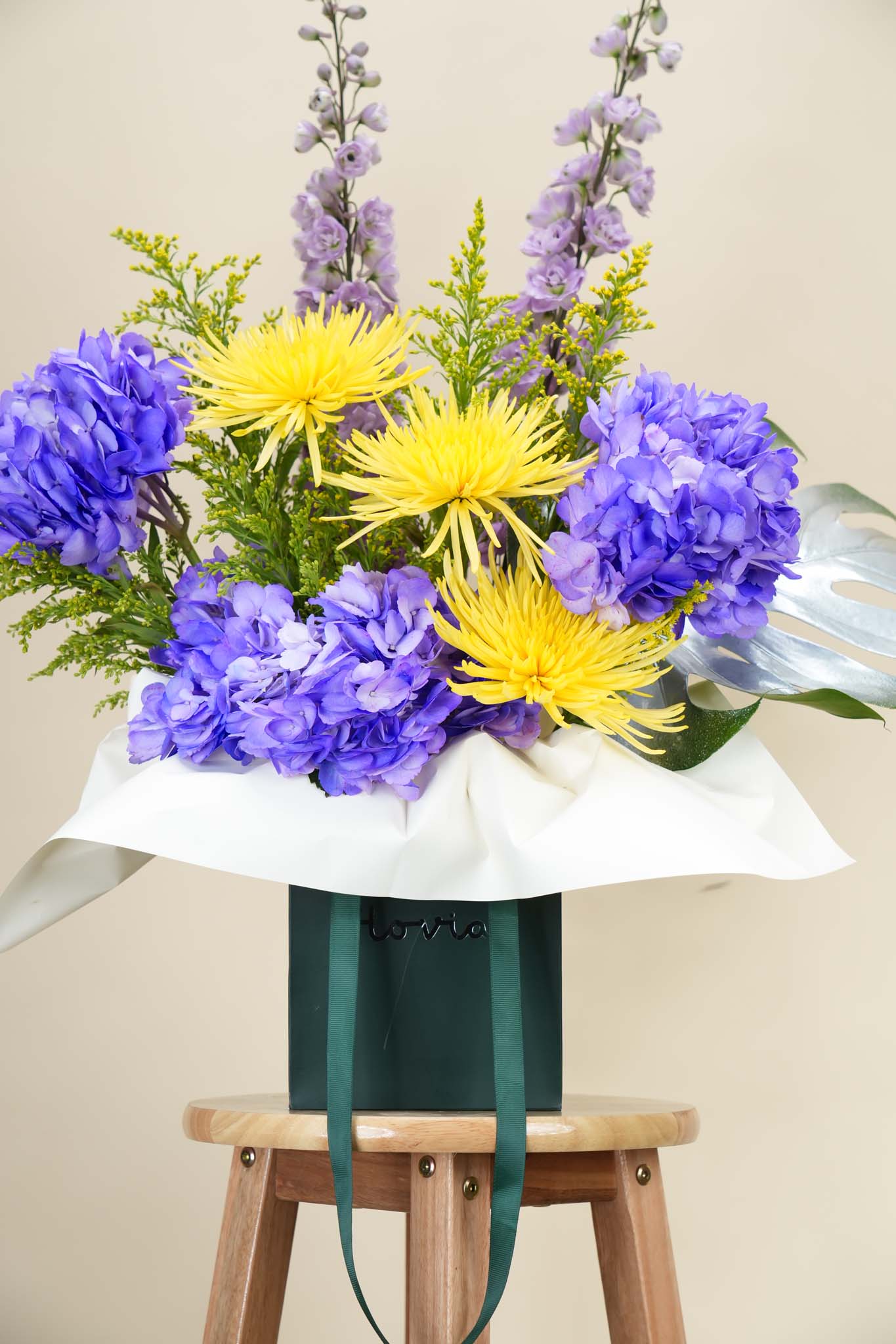 Violet Radiance Luxe Bag Arrangement