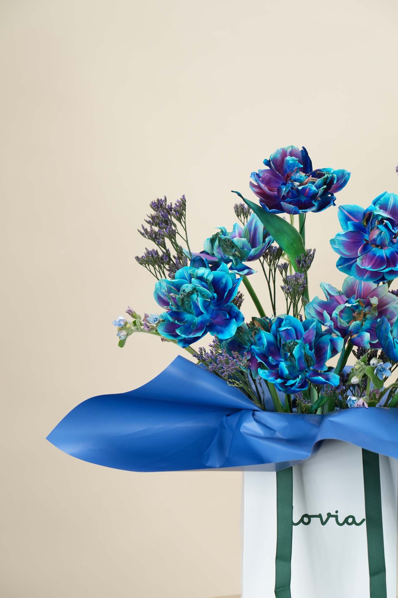 Midnight Azure Bloom Bag Arrangement