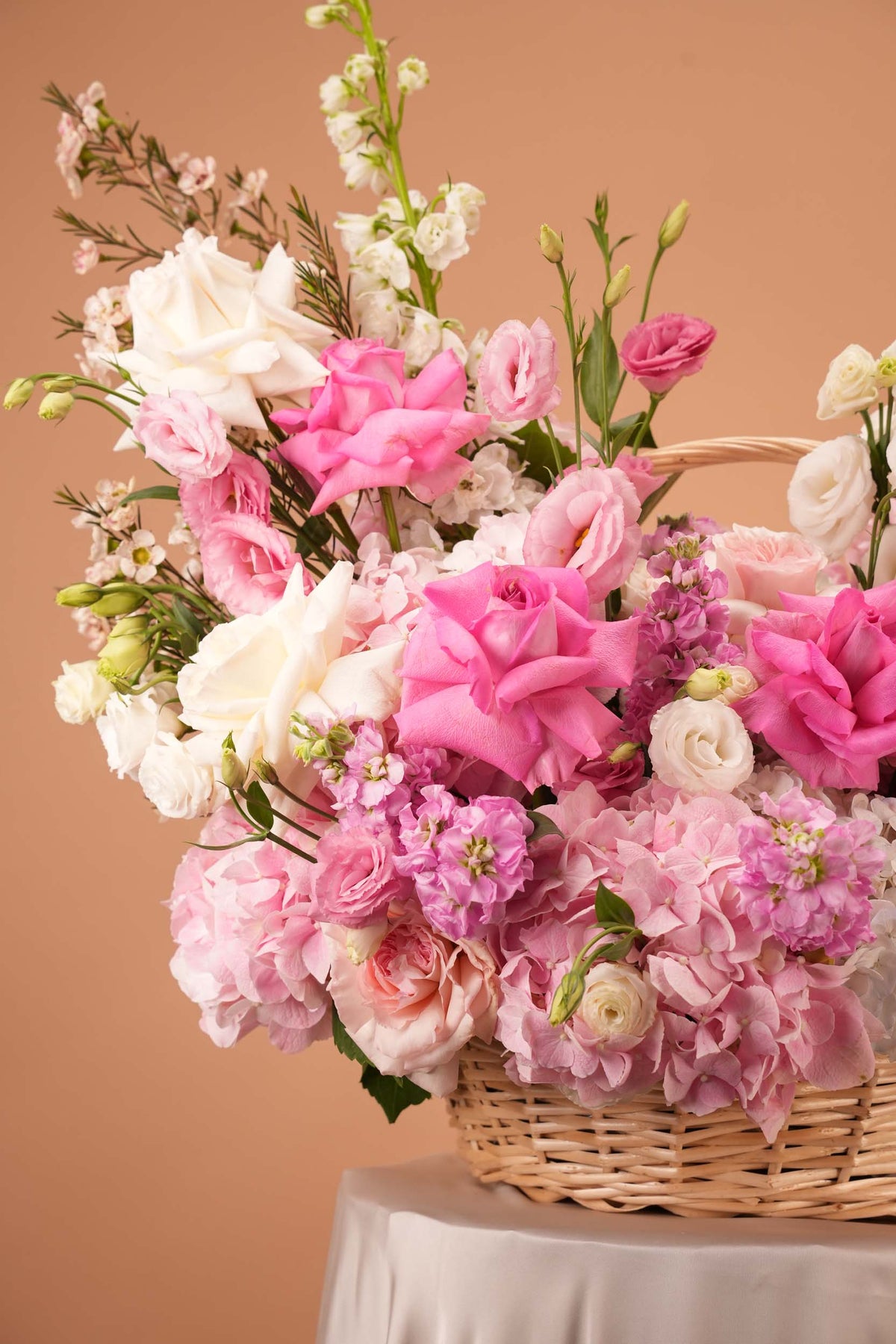 Pink Bliss - Luxury Woven Flower Basket Arrangement