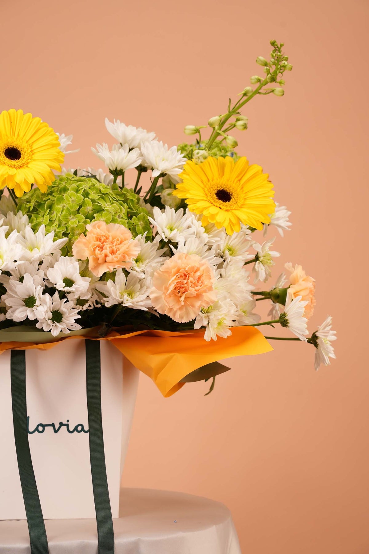 Citrus Bloom - Yellow & White Flower Bag Arrangement