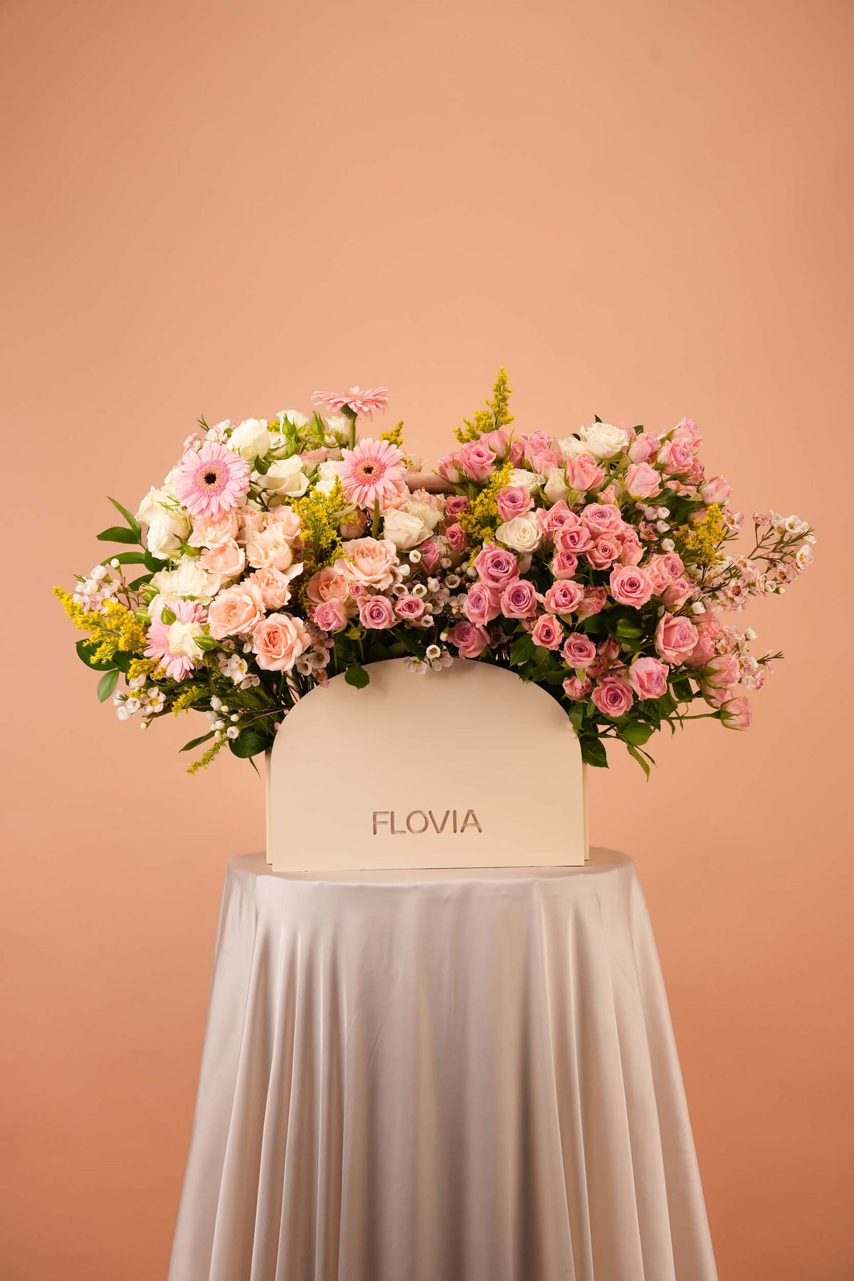 Pink Rose Garden Flower Basket